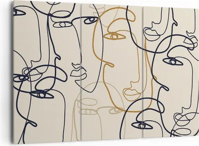 Produktbild von Bild auf Leinwand - Leinwandbild - 3 Teile - Frau Gesicht Linie - 165x110cm - Wand Bild - Wanddeko - Wandbilder - Leinwanddruck - Bilder - Wanddekoration - Leinwand bilder - Wandbild - CE165x110-5109