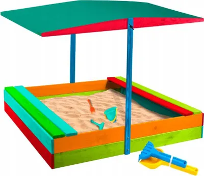 Produktbild von Sandkasten Sandbox Sandkiste Holz Spielhaus für Kinder 120x120; Mehrfarbig