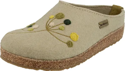 Produktbild von Haflinger Damen Hausschuh Stickerei Pantoffel Filz Grizzly Amaya 751009, Größe:42 EU, Farbe:Beige