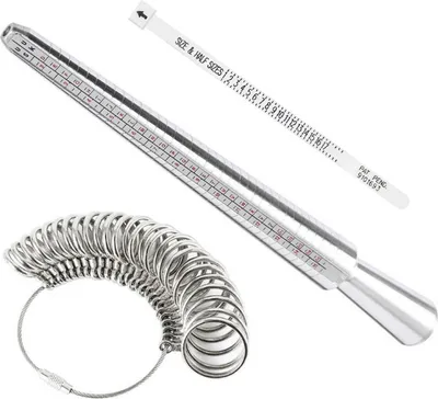 Image de Set de mesure de la taille des bagues en aluminium, avec mètre-ruban, mesure de la taille des bagues et ruban de mesure