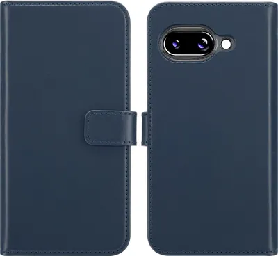 Zdjęcie produktu dla Selencia Genuine Leather Bookcase dla Google Pixel 9A - niebieski