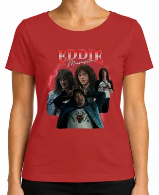 Produktbild von Eddie Munson Hellfire Club Stranger Metal Geschenk Vintage Serie Damen T-Shirt, Rot, 3XL