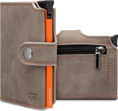 Produktbild von Shielded Slim Wallet mit Münzfach für Herren & Damen | Kartenetui & RFID-Schutz & Anti-Cloning | Geldbörse für Scheine, Münzen & 9 Kreditkarten