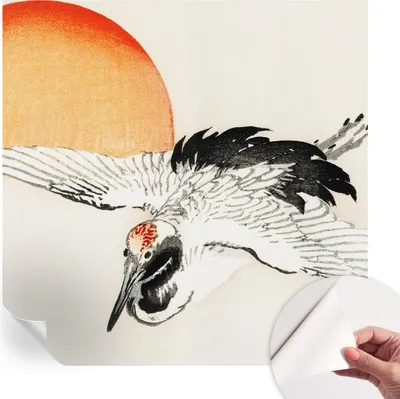 Produktbild von Selbstklebende Wandtapete - Dekorative Tapete für Wohnzimmer - Klebefolie für Wandbilder - Tapetenfolie für Wanddekoration - 250x250 cm - Eleganter Kranich