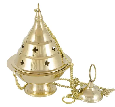 Weihrauchschwenker Messing gold Ø 9 cm mit Kette 25 cm