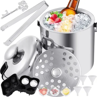Produktbild von Edelstahl-Eisbehälter mit Deckel und Griff für Partys