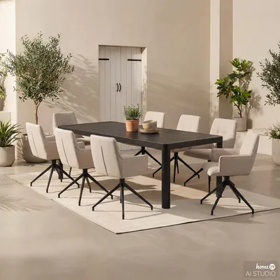 Produktbild von home24 Gartenessgruppe - 9-teilig - Stahl / Polyester