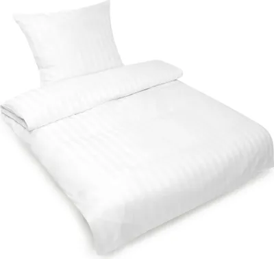 Produktbild von Hotelbettwäsche Set Damast Satin Streifen (25mm) in 100% Baumwolle , in Größe: 135x200+80x80 cm