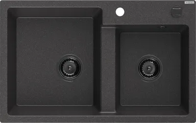 Produktbild von Mexen Tomas 2-Becken-Granit-Spülbecken 800 x 500 mm, Schwarz gesprenkelt, Siphon Schwarz - 6516802000-76-B