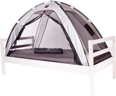 Produktbild von DERYAN Bettzelt Moskitonetz - 200x90 cm - Höchste Qualität Mückennetz - 1 mm Maschengewebe - Silber