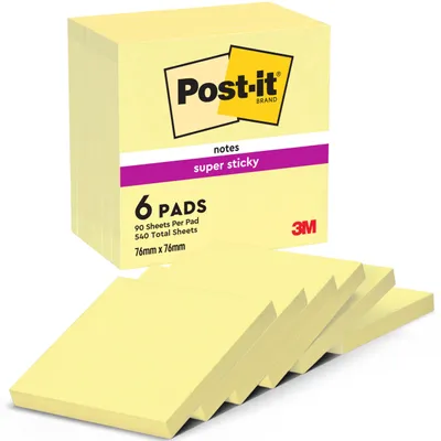 Immagine prodotto di Post-it® SuperSticky 654-12SYP Note adesive, 76 x 76 mm, giallo canarino, 90 fogli