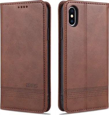 Obrázek produktu pro LaimTop kožené pouzdro pro iPhone X / XS, flipový kryt peněženkové pouzdro magnetické zavírání stojánek ochranné pouzdro pro iPhone X / iPhone XS káva