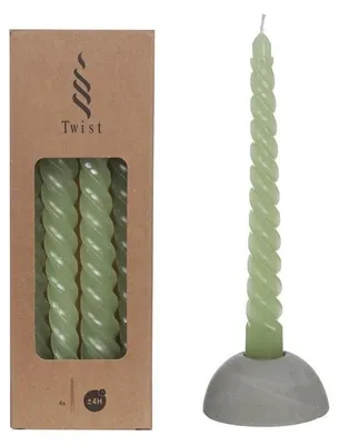 Produktbild von Kerzen Gedreht Grün | H: 19cm (4 Stück) [IFS-32235]
