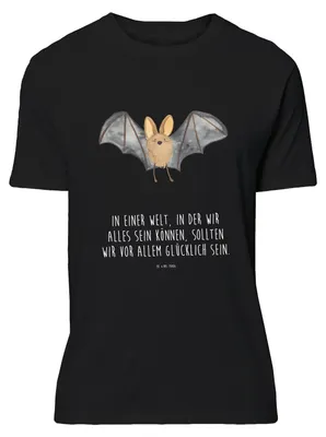 Produktbild von Mr. & Mrs. Panda S T-Shirt Fledermaus Flügel - Schwarz - Geschenk, Shirt, Lustige Sprüche, Tshirt, Lustiges, Print-Shirt
