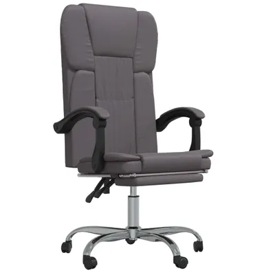Produktbild von "2026 Aktion"Chefsessel 150kg,Drehstuhl - Bürostuhl/Stuhl für Schminktisch - mit Liegefunktion Grau Kunstleder - 63x56x(112,5-122)cm - Bürostühle NeuMöbel999524