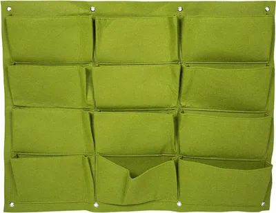 Image de 12 Pocket Vertical Wall Garden Jardinière, imperméable à l'eau respirante en feutre Tissu Tenture murale Sacs à plantes pour le jardinage intérieur extérieur Sacs à plantes - Vert