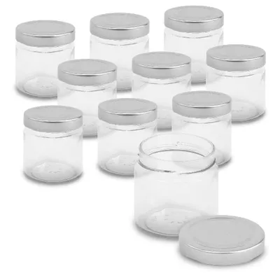 Produktbild von itenga Set 10 Marmeladengläser rund mit silbernem Deckel 212ml