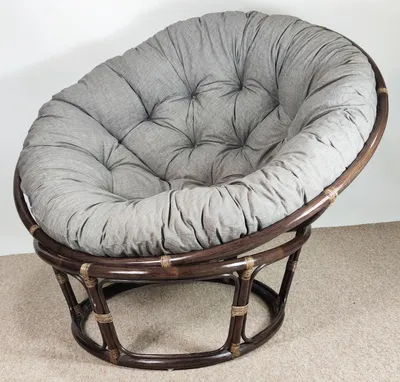 Produktbild von Rattan Papasan Sessel inkl. hochwertigen Polster, D 115 cm, Fb. Darkbrown, Polster Mirha Uni Living Dark Gray