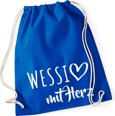 Produktbild von Huuraa Turnbeutel Wessi mit Herz 12 Liter Bright Royal Baumwolle Rucksack Geschenkidee