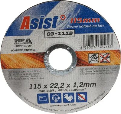 Zdjęcie produktu dla Tarcza do cięcia metalu 115x22,23x1,2mm ASIST 03-1115