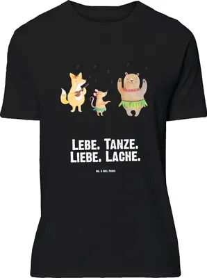 Produktbild von Mr. & Mrs. Panda Größe L T-Shirt Waldtiere Aloha - Schwarz - Geschenk, Igel, Wald, Bär, Lustige Sprüche, Tshirt, Hase, mit Spruch, Tanzen, Musik, Shirt