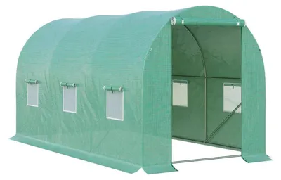 Obrázek produktu pro Choditelný skleník, fóliový tunel, 4 x 2 metry - zahradní skleník | Barva: zelená | Rozměry: 200 x 400 x 190 cm
