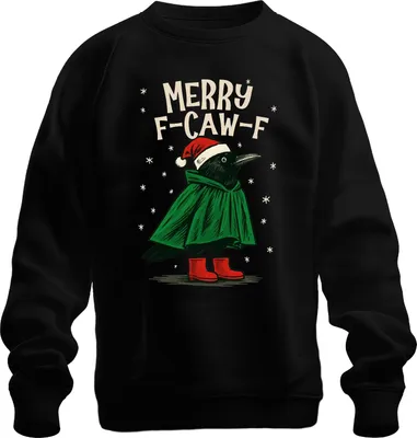 Obrázek produktu pro Merry F Caw F Crow Christmas Funny Santa Hat Retro Uni mikina, černá, L