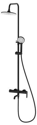 Produktbild von AVAPAX | Duschsystem mit Wannenarmatur - Ø 225 mm Kopfbrause - Schwarz matt - 3-Wege-Umsteller mit Auslauf