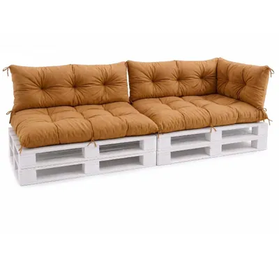 Immagine prodotto di VBChome Cuscini per pallet 120x80, 120x40, 70x40 cm - Mobili per europallet, imbottitura per pallet, giardino - 12 colori con imbottitura in fiocchi di schiuma - Marrone chiaro - Set da 5 pezzi