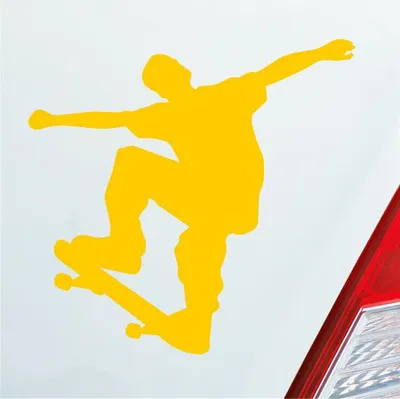 Produktbild von Auto Aufkleber Skater Skaten Sport Tuning Ollie 10x10 cm Gelb Sticker Heckscheibenaufkleber