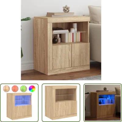 Produktbild von The Living Store Sideboard mit LED-Leuchten Sonoma-Eiche 60,5x37x67 cm