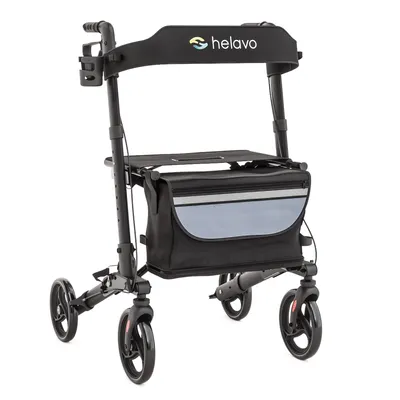 Produktbild von Helavo Leichtgewicht Rollator aus Aluminium faltbar mit Sitz für Senioren, Schwarz
