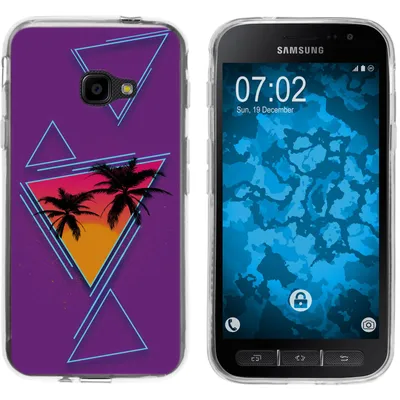 Produktbild von PhoneNatic Case kompatibel mit Samsung Galaxy Xcover 4 / 4s Silikon-Hülle Retro Wave Palmen M3