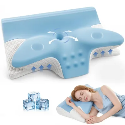 Immagine prodotto di Omgoods - Cuscino ortopedico ergonomico per la testa - Con supporti per le braccia e memory foam