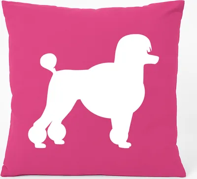 Produktbild von Huuraa Kissen Pudel Silhouette 40x40cm mit Füllung Fuchsia Baumwolle Dekokissen Geschenkidee