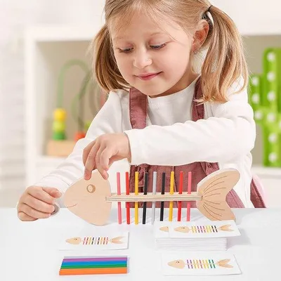 Produktbild von Kinderspielzeug, Fischgrätenmuster, Bildungsspielzeug für junge Kinder, Farben erkennen, vorschulische Bildung, Spielzeug für die frühen Kindergartenjahre