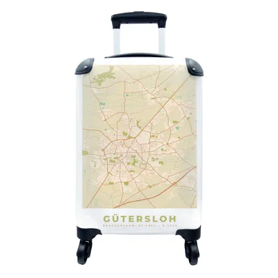 Produktbild von MuchoWow® Koffer Handgepäck Trolley Rollkoffer Kleine Reisekoffer mit 4 Rollen - Gütersloh - Karte - Stadtplan - Vintage - Cabin Size < 55x40x23 cm & 55x40x20 cm - Fotokoffer - Kabinenkoffer - Boardgepäck - Reise-Box - Reisekoffer - Reisegepäck - Koffer mit Bild - Trolley für Kinder