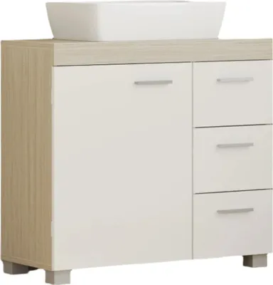 Zdjęcie produktu dla Szafka pod umywalkę - meble do łazienki - 3 pojemne szuflady - MDF - 30x70x64 cm