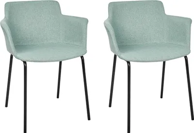 Obrázok produktu pre BELIANI Sada 2 jedálenských stoličiek mätová zelená čalúnené sedadlo polyester kovové nohy s opierkami moderný štýl kuchyňa jedáleň