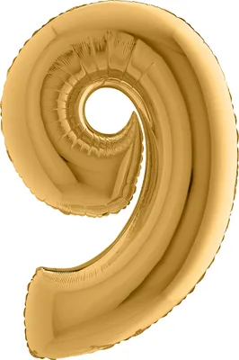 Produktbild von Riesenzahl Folienballon 40"/102cm | Gold Zahl: 9