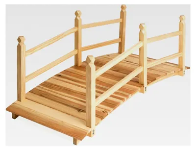 Produktbild von Holzbrücke, wetterfeste Brücke mit Geländer, begehbare Gartenbrücke bis 150 kg belastbar, 137 x 58 x 58 cm, Teichbrücke aus Kiefernholz, Zierbrücke für Gartenteich, Bachlauf, Gartenweg