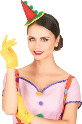 Produktbild von Clownfrau Minihut mit Haarreif bunt - Einheitsgröße