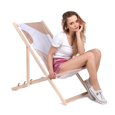 Obrázok produktu pre Dreamroots Skladacie drevené lehátko, bukové drevo do 130 kg, skladacie lehátko s trojstupňovým nastavením sklonu operadla, Abstract Beige