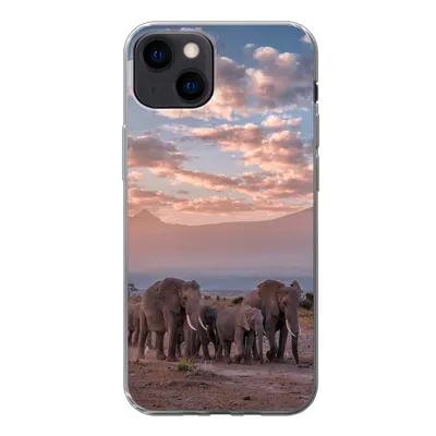 Produktbild von MuchoWow® Handyhülle Schutzhülle Hülle für iPhone 13 Elefant - Tiere - Abend - Landschaft - Savanne Silikon Softcase Handy Hülle - Karteninhaber