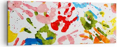 Produktbild von Bild auf Leinwand - Leinwandbild - Drucke Hände Komposition mehrfarbig - 140x50cm - Wand Bild - Wanddeko - Leinwanddruck - Bilder - Kunstdruck - Leinwand bilder - Wandkunst - AB140x50-2876