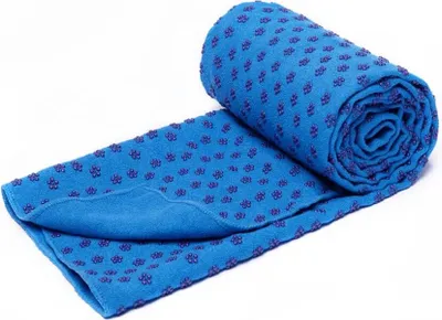 Produktbild von Rutschfestes, schnell trocknendes Yoga-Handtuch (6 Farben) mit Tragenetz, extra lang (62 x 183 cm), gepunktetes Yoga-Handtuch (Blau)