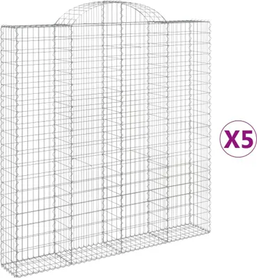 Zdjęcie produktu dla vidaXL Gabiony z wysokim łukiem 5 sztuk 200x30x200/220cm Ocynkowane żelazo