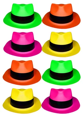 Produktbild von Set aus 12 fluoreszierenden Hüten für Partys, ultraviolettes Licht