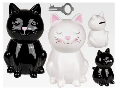 Produktbild von Keramik-Spardose mit Schloss # 78/4147 Katze, ca. 16 cm,schwarz