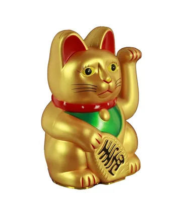 Produktbild von HAAC Winkekatze, gold matt, 13 cm, Glückskatze, Kunststoff, Batteriebetrieb, Batterien nicht enthalten
